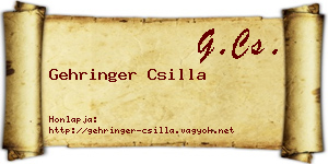 Gehringer Csilla névjegykártya